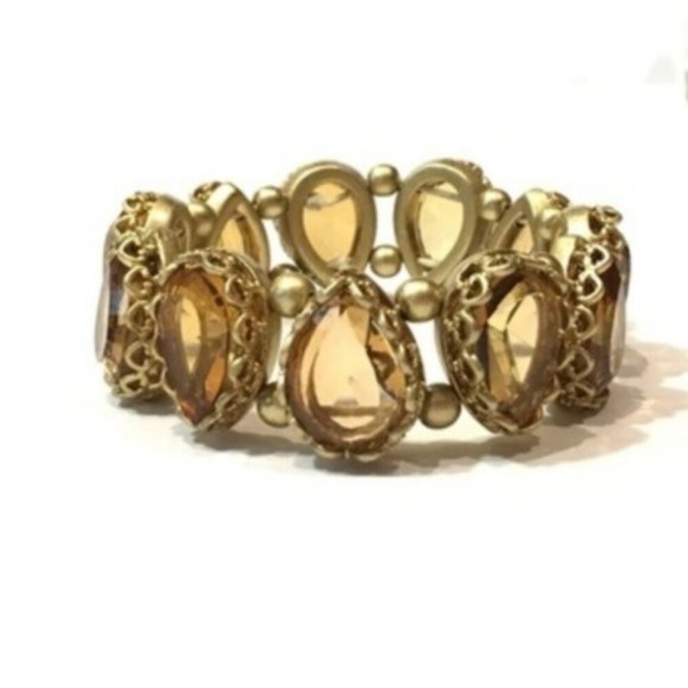 Large Antique Gold Topaz Teardrop Stone Bracelet